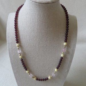 Garnet, Quartz & Bone Necklace